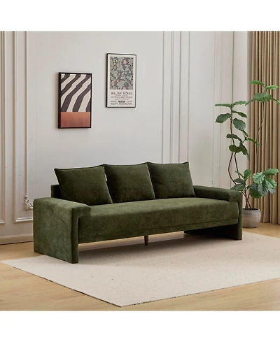 Streamdale Furniture Algora 84.5 in. 3 Seater Modern Upholstered Velvet Sofa, Moss Green