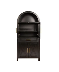 Streamdale Furniture Streamdale 71" Arched Kitchen Pantry Cabinet with Glass Door, Black