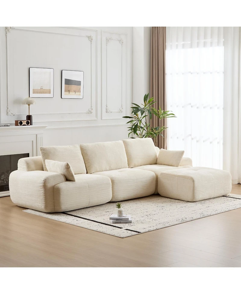 Streamdale Furniture Streamdale Modern Memory Foam Compressed Sofa, Large Sectional Couch, Pet-Friendly, Beige