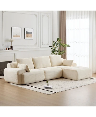 Streamdale Furniture Streamdale Modern Memory Foam Compressed Sofa, Large Sectional Couch, Pet-Friendly, Beige