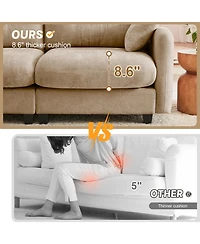 Streamdale Furniture Streamdale Three-Seater Modular Chenille Sectional Couch with Tufted Cushions, Camel