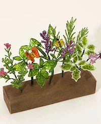 Uncommon Goods Herb Garden Glass & Alder Wood Sculpture