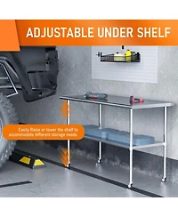 Streamdale Furniture Streamdale Stainless Steel Prep Table 24" x 60" with Wheels & Adjustable Undershelf