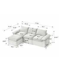 Streamdale Furniture Modern corduroy cloud sofa, comfortable & combinable for living rooms