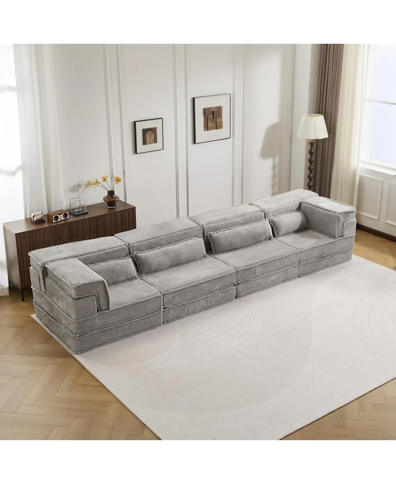 Streamdale Compression Sofa, Convertible Floor Sofa Bed, Modular Sectional Sofa, 4 Seater