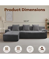 Streamdale Modern cloud sofa, modular L-shaped chaise, deep seat, no assembly.