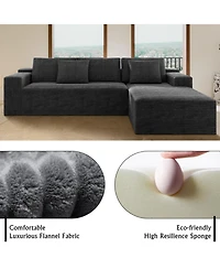 Streamdale Furniture Streamdale 104.3" Cloud Sectional Couch w/ L-Shape Chaise, Modular Sofa, Grey (Plush Corduroy