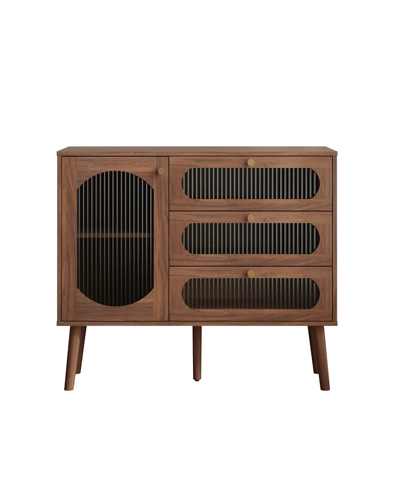 Streamdale Furniture Streamdale Accent Cabinet with 3 Drawers, Wooden Storage Cabinet with Shelves, Natural