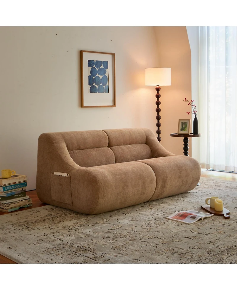 Streamdale Shoes sofa-in-a-Box Memory Foam 2-Seater Couch, No Install, Easy Transport, Brown