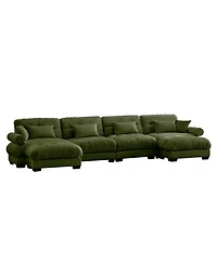 Streamdale U-Shaped Sectional Sofa Cloud Couch with Movable Ottomans, Convertible 4 Seater Velvet Couch.