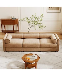 Streamdale Furniture Elegant Camel Chenille 3-Seater Sofa with Hidden Storage Compartment