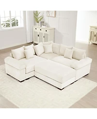 Streamdale Furniture Streamdale Oversized Cloud Modular Sectional Couch with Ottoman, Cream