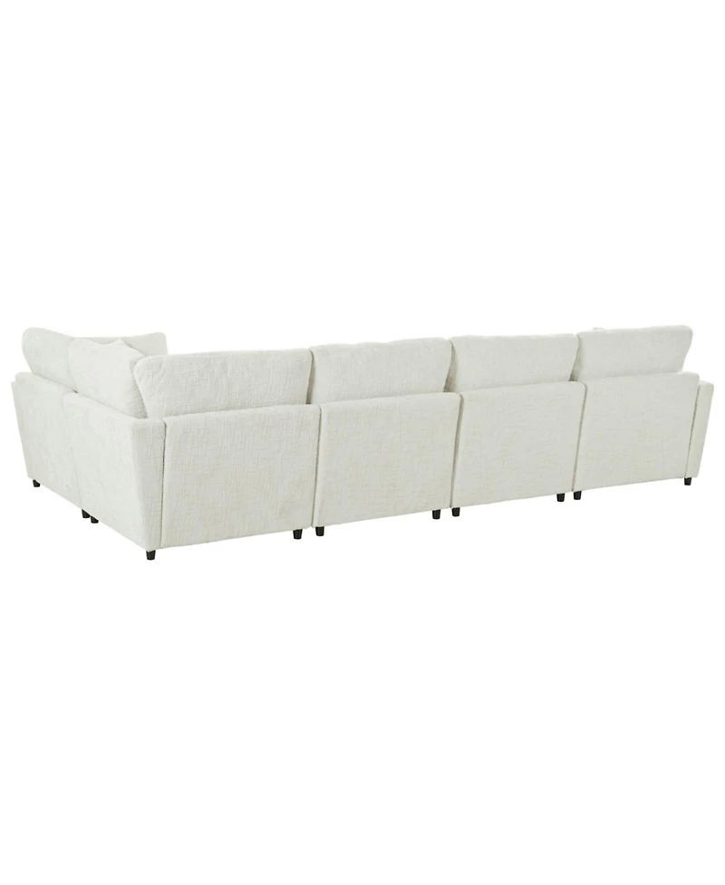 Streamdale Furniture U-Shaped Sectional Sofa with Movable Ottoman, 6-Piece Chenille Set