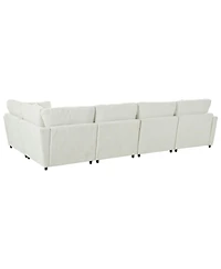 Streamdale Furniture U-Shaped Sectional Sofa with Movable Ottoman, 6-Piece Chenille Set