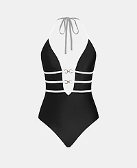 Cupshe Women's Double Dusk Black One-Piece Swimsuit