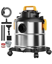 Ecooso Powerful Suction Stainless Steel Wet Dry Vacuum Cleaner, 5.5-Gallon 6.5 Peak Hp
