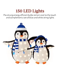 Best Choice Products 2-Piece Lighted 3ft Pop-Up Penguin Family Outdoor Christmas Decoration w/ 150 Led Lights