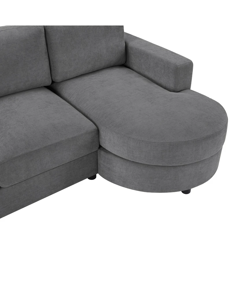 Streamdale Furniture Modern L-shaped Sofa Couch with Curved Chaise, Usb & Storage, Blue