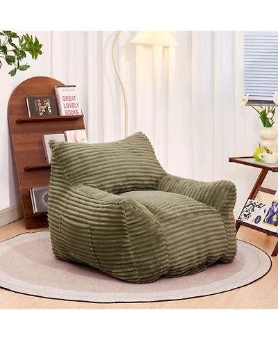 Streamdale Furniture Bean Bag Chair with Armrests - Oversized Comfy Beige Lazy Floor Sofa Chair