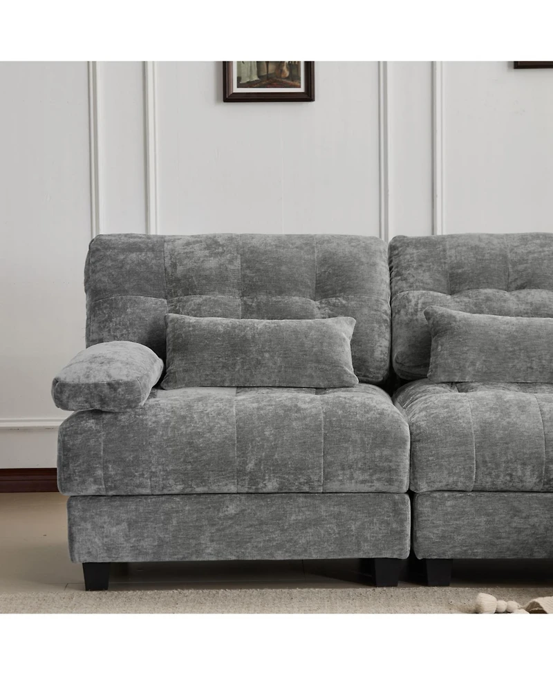 Streamdale Furniture 67" Loveseat with Adjustable Backrest, Chenille Fabric & 2 Pillows