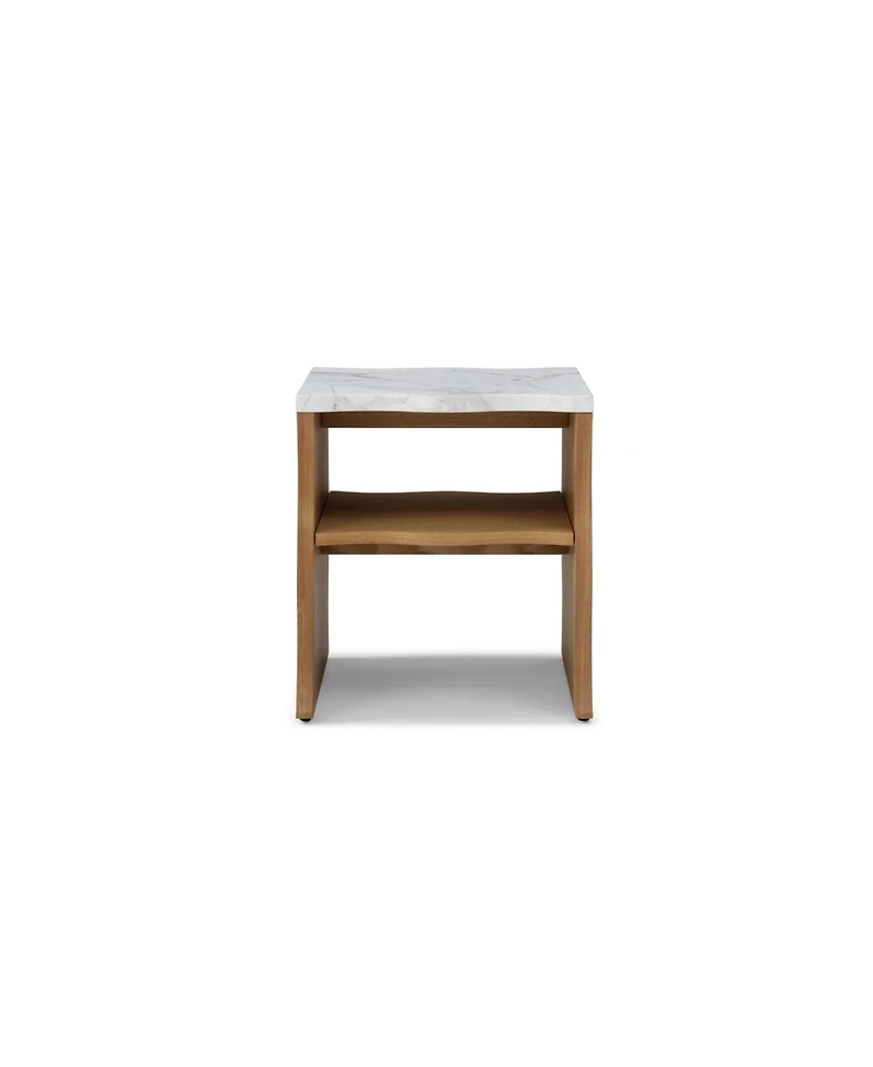 Streamdale Furniture Streamdale Whisper of Waves Modern End Table w/ Storage Shelf - Natural Wood