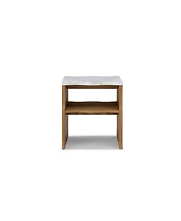 Streamdale Furniture Streamdale Whisper of Waves Modern End Table w/ Storage Shelf - Natural Wood