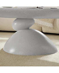 Streamdale Furniture Streamdale Lucky Stone Oval Coffee Table, Modern Minimalist Fiberglass Center Table