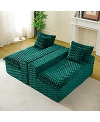 Streamdale Furniture Luxury Green Turtle Velvet Multifunctional Sofa