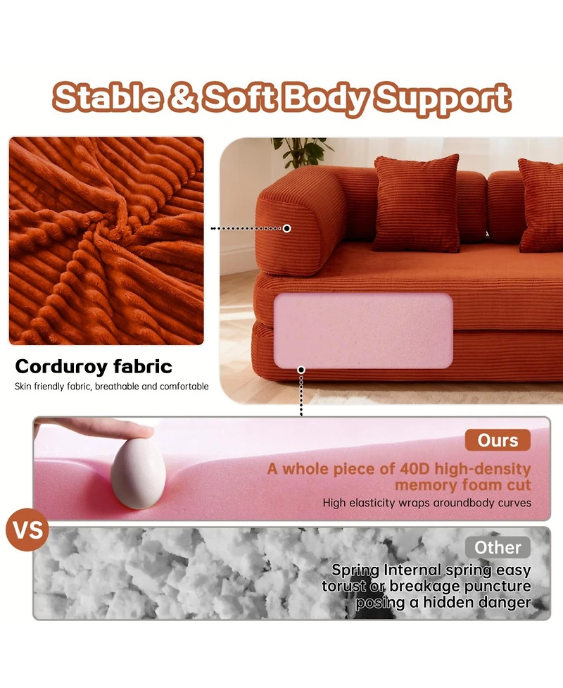 Streamdale Furniture Floor Couch Sofa Bed Convertible Blanket Pillow Enhanced Frame