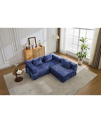 Streamdale Furniture Compression Sofa, Convertible Floor Sofa Bed, Modular Sectional, No Assembly, Chenille, Dark Blue