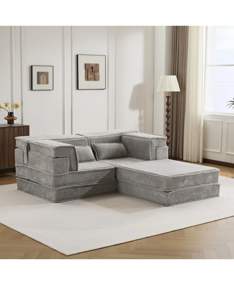 Streamdale Sofa, Convertible Floor Sofa Bed, Modular Sectional, No Assembly, Grey