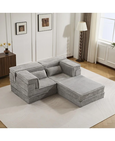 Streamdale Sofa, Convertible Floor Sofa Bed, Modular Sectional, No Assembly, Grey