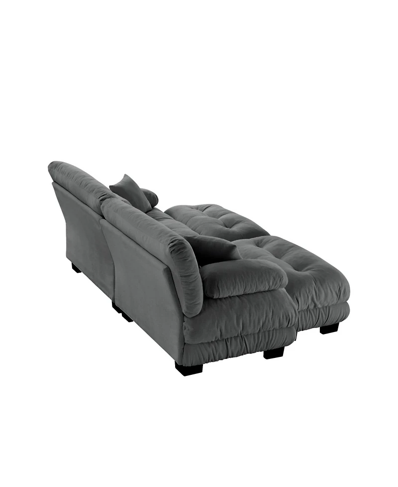 Streamdale Furniture Cloud Couch Sleeper Sofa, Chenille 2 Seater with 2 Lumbar & 2 Throw Pillows, Gray