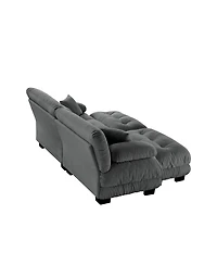 Streamdale Furniture Cloud Couch Sleeper Sofa, Chenille 2 Seater with 2 Lumbar & 2 Throw Pillows, Gray