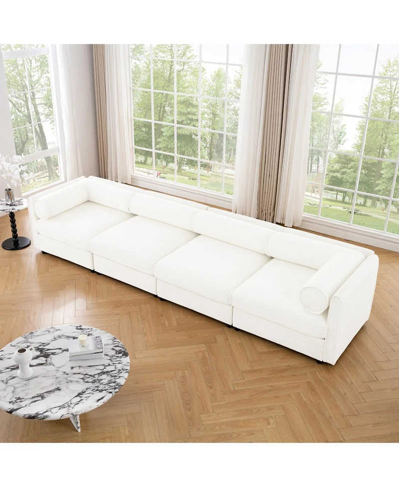 Streamdale Furniture Modular Sectional Sofa with Storage, White