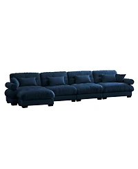 Streamdale L-Shaped Sectional Cloud Sofa, Convertible 4-Seater Modular Couch, Blue