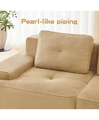 Streamdale Furniture Streamdale Camel Modern Modular Corduroy Sectional Sofa, 4-Seater Couch with Deep Seat