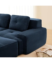 Streamdale Furniture Modern Modular Sectional Sofa, Corduroy Fabric, Oversized 3-Seater Couch, Blue