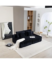 Streamdale Furniture Double Lounge Chaise Cloud Plush Sofa Bed, Upholstered No Assembly Required Black