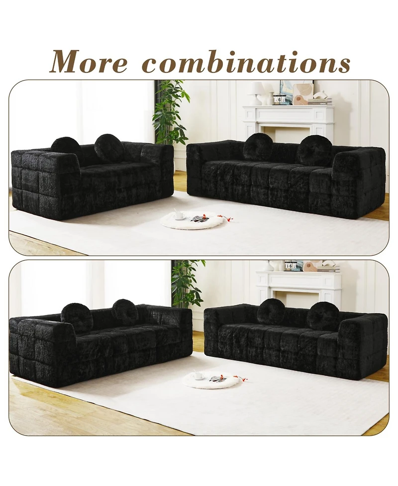 Streamdale Furniture Streamdale Modern Boneless Couch with Two Circular Throw Pillows, Two-Seater Sofa