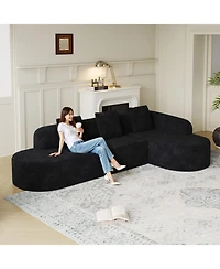 Streamdale Furniture Streamdale L-shaped curved modular sofa, modern design, lychee-textured polyester fabric, curved backrest