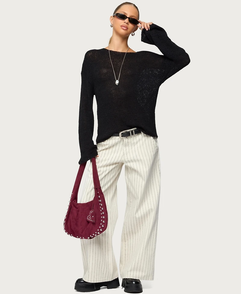 Edikted Women's Cory Striped Low Rise Jeans