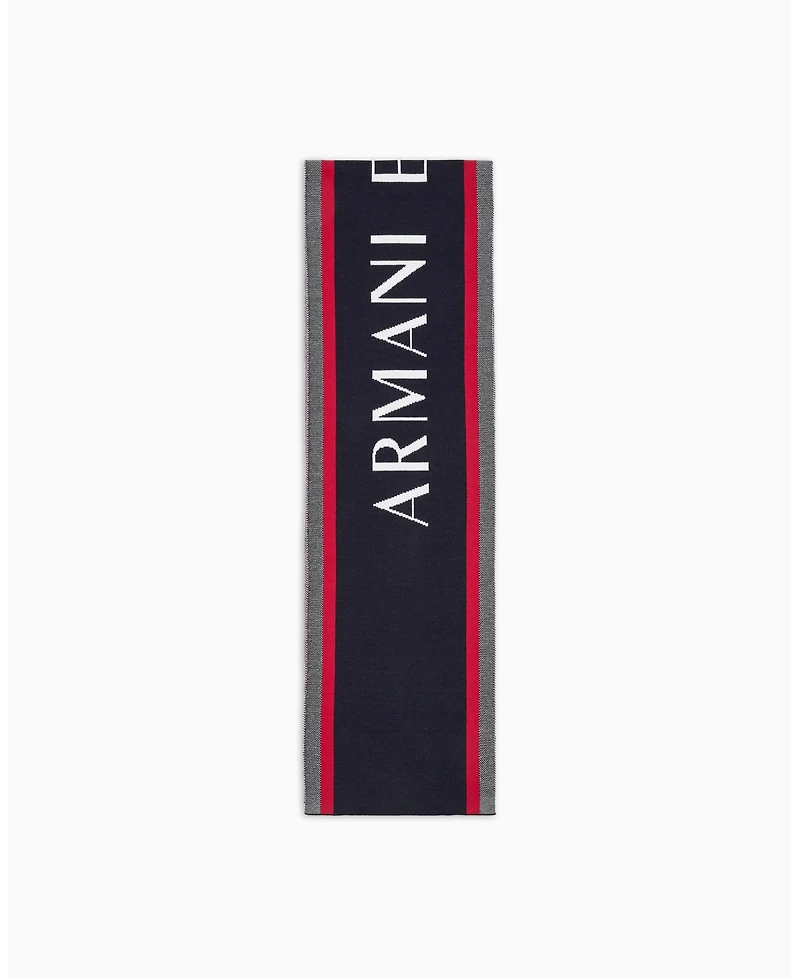 A|X Armani Exchange Men's Wool Wording Scarf