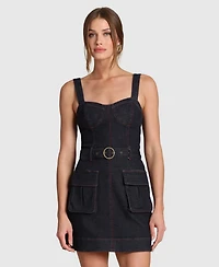 Avec Les Filles Women's Utility Sweetheart Neck Mini Dress