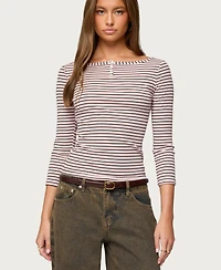 Edikted Women's Avigyle Striped Boat Neck Top