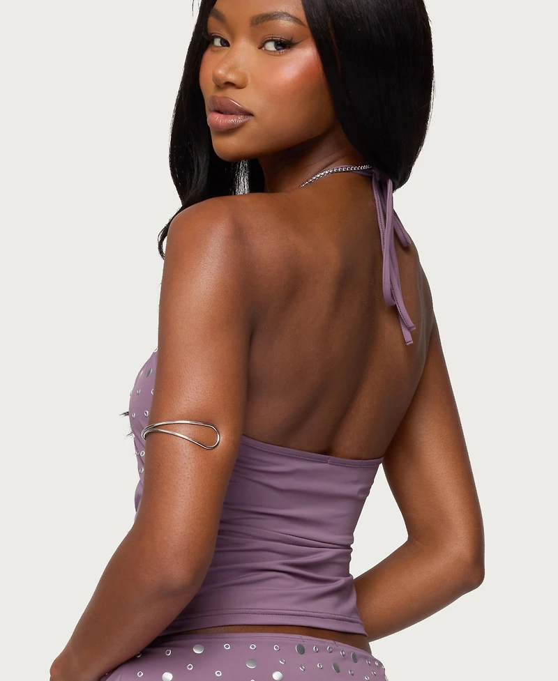 Edikted Women's Luana Studded Cut Out Halter Top