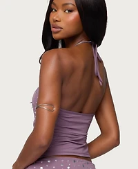 Edikted Women's Luana Studded Cut Out Halter Top