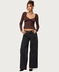 Edikted Women's Porta Contrast Lacey Top