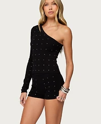Edikted Women's Harley Rhinestone One Shoulder Knit Top