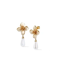 Retro Chic Iris Blossom Pearl Earrings